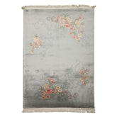 6x9 Gray, Green, Rose Color Hand Knotted French Aubusson Savonnerie Wool Traditional Oriental Rug